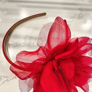 Red Mesh Flower Hair Band